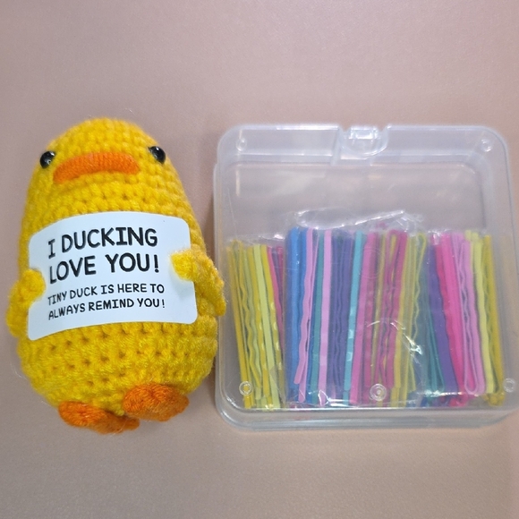 Accessories - Yellow Duck Plush with Multicolor Hairpins Set